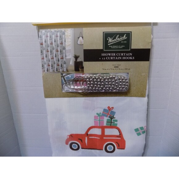 NEW Christmas Truck Tree Shower Curtain Set By Woolrich Est.1830 - Picture 1 of 4